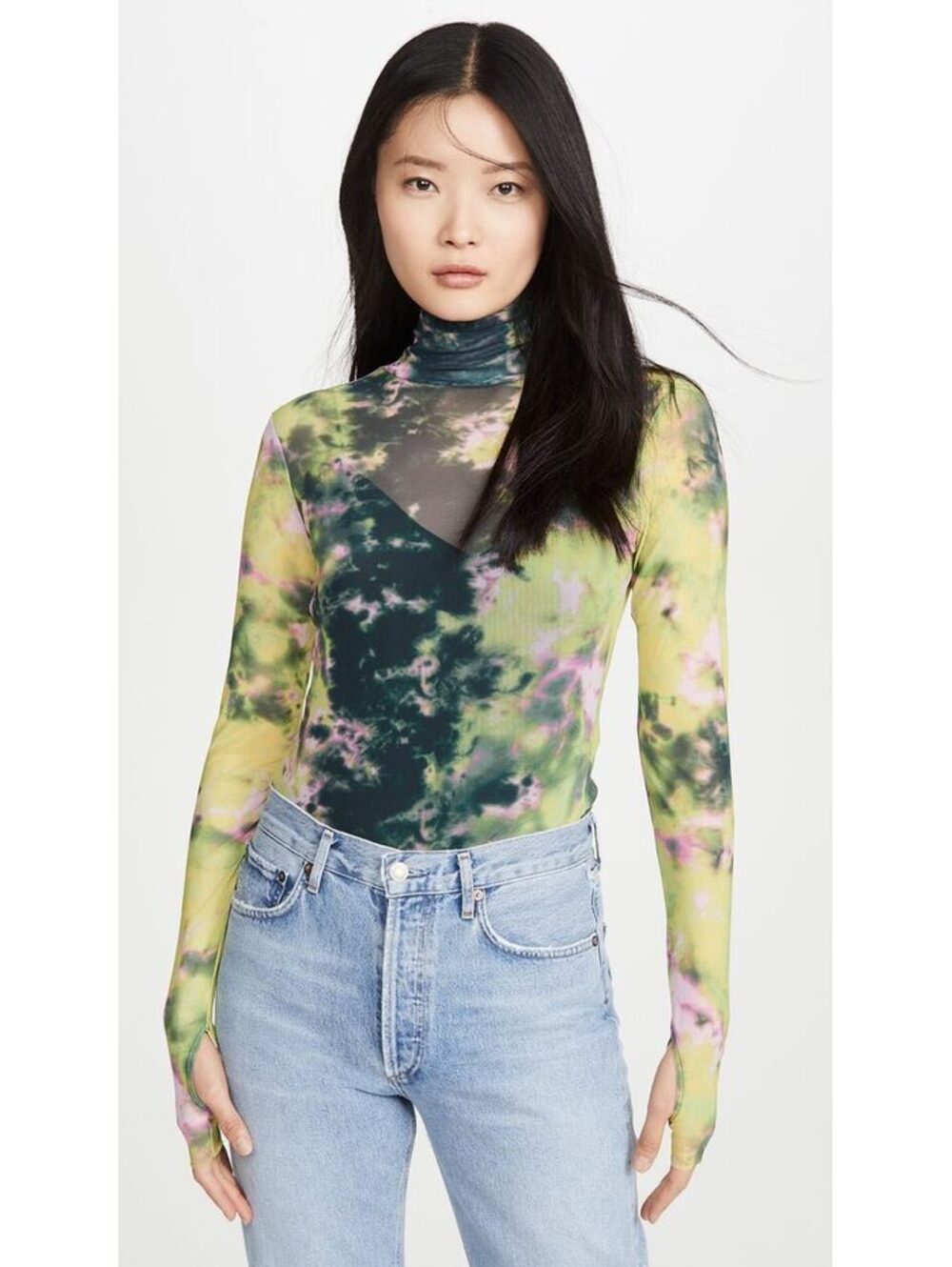AFRM Tie Dye Mesh Turtleneck top